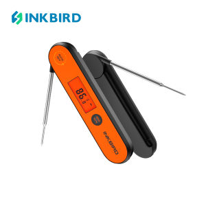 Inkbird Rechargeable BBQ Meat Temperature Measuring Tool Barbuque Utensils Temp Pen ITH-1P Waterproof Fast instant Readout Kitchen Tool Hand-held Foldable C/F Reading Ultra-clear screen LCD display