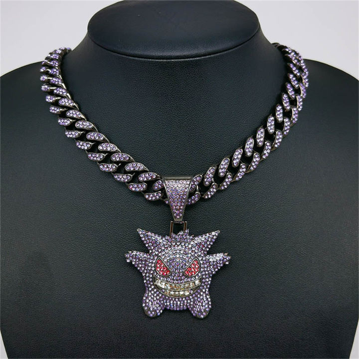 Cuban Link Rope Chain Necklace Fully Iced Out Simulated Diamond