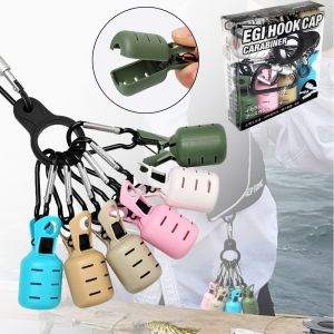 RBRY 6pcs Kits With Carabiner Squid Jig Fishing Tackle Cuttlefish Umbrella Lure Cap Universal Bait Protector