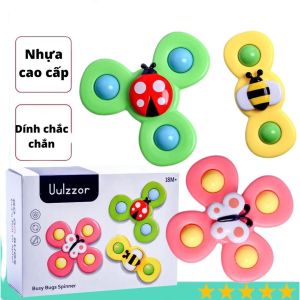 Set 3 con quay spinner cho bé đồ chơi hình côn trùng dễ thương vui nhộn chất liệu an toàn cho bé