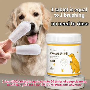 Pet Dental Wipes 50 Pieces Dog and Cat Oral Care Ear Wax Teeth Cleaning Pet Finger Toothbrush