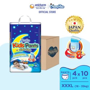 Mamypoko Kids Pants Premium Baby Diapers [BOY] XXXL10 (4 Packs) (18 - 35kg)