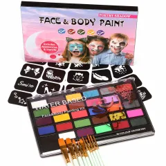 12 Colors Body Face Painting Paint with 4pcs Brushes 2pcs Line Pens for  Kids Adults Halloween Music Festival Cosplay Party Makeup