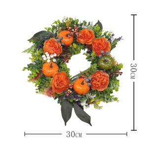 Thanksgiving pumpkin FallPeonyandPumpkinWreath Halloween door decorations autumn-themed floral decorations