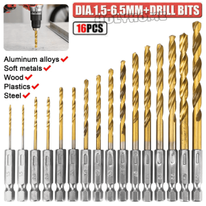 Mata Bor Set Komplit 13 Pcs Multifungsi Alat Bor Alumunium Logam Lunak Kayu Plastik Baja | Mata Bor Power Drill Steel Titanium Hex Shank High Quality | Drill | Driver