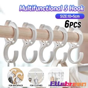 Ellebreen 6Pcs Multifunctional S-type Hanging Hook Plastic Hook for Kitchen/Bathroom/Toilet