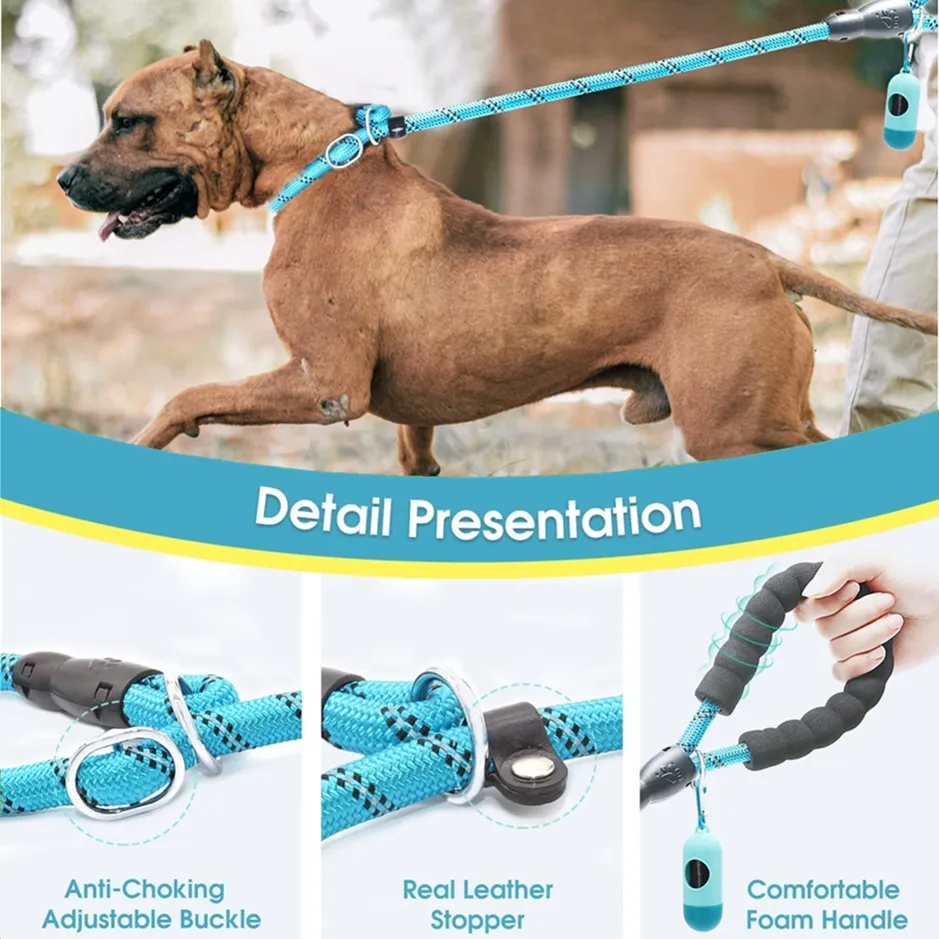 Heavy Duty Pet Dog Thick Slip Leash,Adjustable Collar fit Any Size