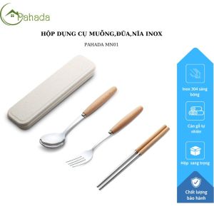 Bộ muỗng nĩa đũa lúa mạch PAHADA MN01 cán gỗ