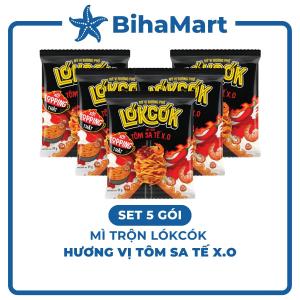 [SET 5 GÓI] - WORLD SPICE - Mì trộn LókCók hương vị Tôm sa tế X.O Mì trộn tôm sa tế X.O LokCok Mì ăn liền LokCok (99g/gói)