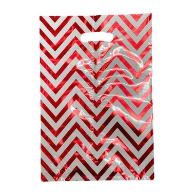 CGS 17x25cm Wave Metallic Loot Bag (Red) 10pcs