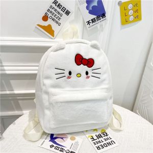 IU MISS Melody Kuromi Plush Backpack Kitty Cat Cinnamoroll Cartoon Childrens School Bag Portable Storage Bag Plush Doll Shoulder Bag Outdoor
