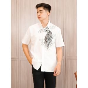 Swipe Up Kemeja Batik Pria Modern Lengan Pendek Himawari Black