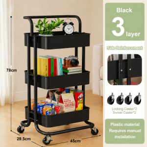 TURTLE Trolley with wheels Movable Storage Rack/Installation-free Rack Trolley rack wheel 3 Layer