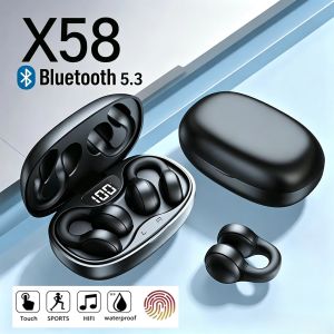 X58 Gaming Bluetooth Earphone Earbuds Noise Reduction Open Wireless Headphones Stereo Pure sound quality Ear Clips Touch Control Sport Headset with Mic