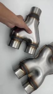 Dual Exhaust Tips Universal Car Exhuast Y Double Outlet Muffler Tip 409 Stainless Steel 3-Way Car Tail 51 57 63 76MM