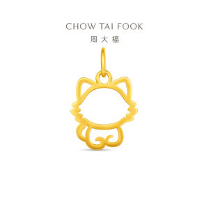 CHOW TAI FOOK 999 Pure Gold Line-Art Kitty Pendant - EOF2162