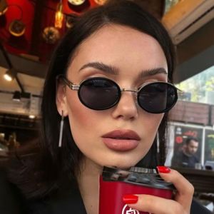 XINSU38 UV Protection Retro Oval Sunglasses Trend Vintage Small Frame Sunglasses Fashion Gradient Elliptical Eyewear