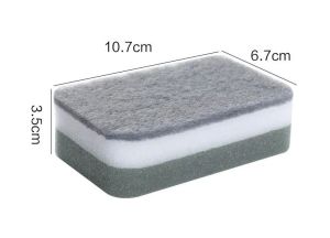 ฟองน้ำล้างจาน 3 ชั้น ฟองน้ำทำความสะอาด แบบสองด้าน หนาพิเศษ ทำความสะอาดล้างจาน เช็ดคราบ แห้งไว ไม่เก็บกลิ่น เกรดดี ใช้งานเยี่ยม