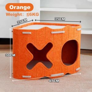Stackable Felt Cat Hiding House With Holes Corner Design Cat House Wear Resistan & Sturdy Cat Condo