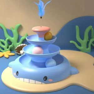 3 Levels turnable Toys for cats accessories Tower Tracks with balls cat toy Interactive Intelligence Training with fun cat stick