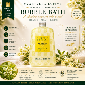 Crabtree & Evelyn Verbena de Provence Bubble Bath 650ml Luxury Bath Soak Relaxing Body Wash
