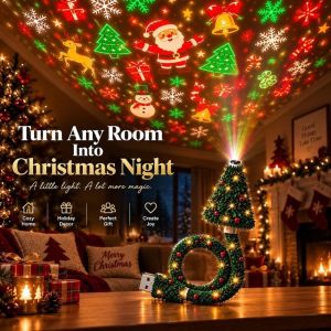 MUSCLEX Cây thông Noel Đèn chiếu hình Giáng sinh Cắm là chạy Sử dụng nguồn điện USB. Đèn chiếu LED Quà tặng Đèn trang trí cây thông Noel Thân máy linh hoạt