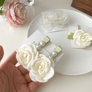 BAIXL Elegant Flower Bridal Hairpin Pearl Luxury Wedding Headwear Exquisite Camellia Bride Hair Clips Hair Accessories
