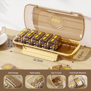 Vision 7 Day Tablets Pills Box Weekly Pill Dispensers Portable Medicine Case Organizer 2 Times A Day Large Pill Box Daily Pill Organizer with Separate Container Portable Daily Medicine Planner Dispenser Case for Vitamin/ Fish Oils/ Supplements