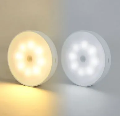 Round Motion Sensor Light LED Night Rechargeable Battery Powered Closet Bathroom Stairs Magnet DIY Lampu Sensor Gerakan RUIJIE Table Lamp Sensor Lamp Corridor Auto Light Warm Light Cool Light Yellow White Car Roof Light Door Light Lampu Automatik Night