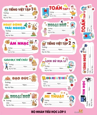 Combo 75 Nhãn Tem Môn Học Lớp 3- 4- 5 ( 75 Nhãn )