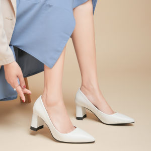 [ส่งเร็วพิเศษ!] 💖KAK SHOPZ💖รองเท้าส้นสูง ส้นหนา หัวแหลม ส้นสูง 7 ซม. แฟชั่นกันลื่น เหมาะสำหรับ ผู้หญิงทำงานและไปเที่ยว