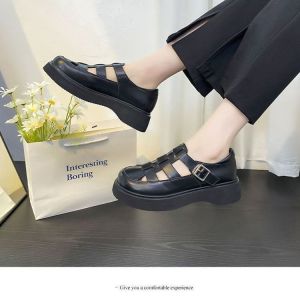 Free Shipping Roman-Style Slip-On Sandals For Women 2026 New Summer Collection Versatile Open-Toe Shoes Perfect For Pairing With Dresses Featuring A Perforated Design