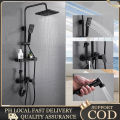 SUS304 4 In 1 Matte Black Shower Faucet - Hot Cold Water Rainfall Shower Set with Handheld, Water Saving Durable Anti-Rust Bathroom Fixture for Philippine Homes. 