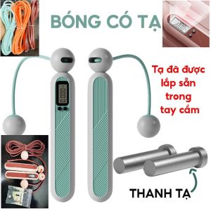 Dây nhảy đếm số đếm calo số km ( có tạ lắp sẵn ở tay cầm + dây dài thay thế+ Dây bóng)