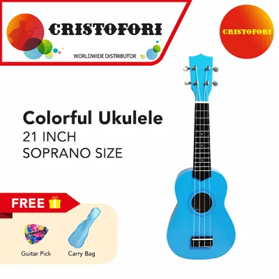Colorful Ukulele (Color: Light Blue) (Size: Soprano 21 inch) With Matching Color Carry Bag