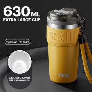 Ly Giữ Nhiệt Lót Gốm 600ml Có Ống Hút Bình Giữ Nhiệt Cafe Nữ Tumbler Xinh Xắn Tiện Lợi Dễ Mang Đi