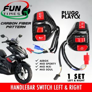 Funtimes Carbon Black Blue Handle Switch for Aerox/MIO125i M3 Left/Right Set High-Quality Upgraded