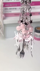 Trái Tim sao đính cườm quyến rũ móc khóa ngọt ngào dễ thương mặt dây chuyền đồ treo trang trí Keyring Ba lô trang trí cho nữ Phụ nữ