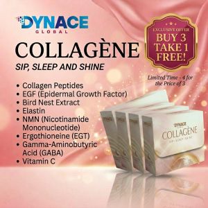 [BUY 3 TAKE 1] DYNACE GLOBAL Collagène Collagen Peptides with Bird Nest Extract EGF Elastin NMN Ergothioneine EGT GABA & Vitamin C | Sleep & Shine Beauty Collagen Drink