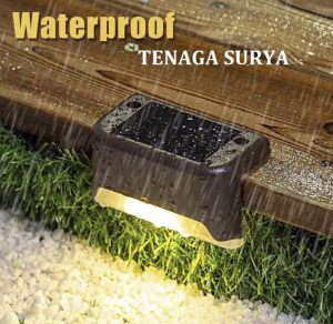 (si 2pcs) Lampu Pagar Siku Tangga Taman Tenaga Surya Lampu Solar Waterproof IP65 Warm White