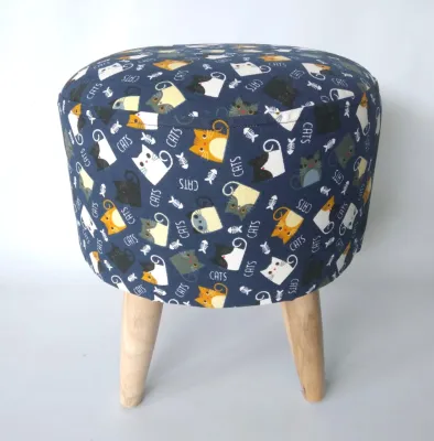 kursi stool bulat / sofa stool kaki kayu jati / kursi teras minimalis