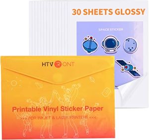 HTVRONT 8.5"x11" Printable Vinyl Sticker Paper Glossy Matte Waterproof Quick Dry & Tear Resistant for Inkjet Printers DIY