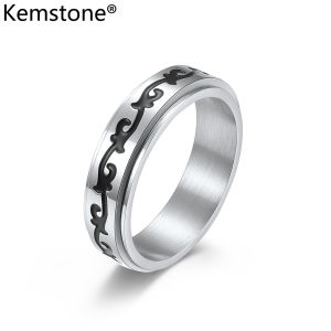 Kemstone Rotatable Celtic Vines Stainless Steel Male Spinner Ring Jewelry for Men