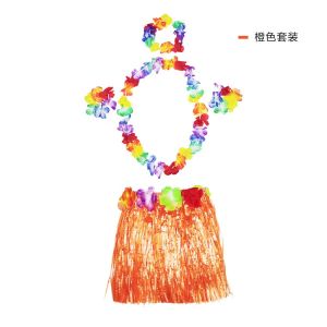 Socute Hula Skirt 30CM Plastic Fibers Kid Grass Skirts Hawaiian Costumes Colorful Cheerleading Pom-Poms Girl Dress Up