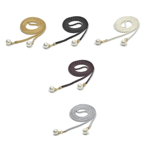 Chic Dệt dây eo 2Pcs Với ngọc trai nhân tạo Laceup Dây Thắt Lưng Vành Đai Cho Thời Trang Độc Đáo Phụ Nữ Hàng Ngày Và trang phục ngày lễ