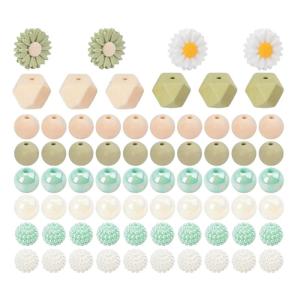 70Pieces Set Silicone Daisy Flower Designs Beads For Creative Keyring Bracelets Making DIY Supplies