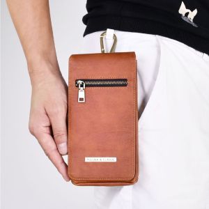 Sarung HP Pinggang Kulit Pria 2HP Resleting Vertikal Puloka Ukuran 47 & 65 Inch - Dompet Tas Tempat HP - Model Terbaru dan Original