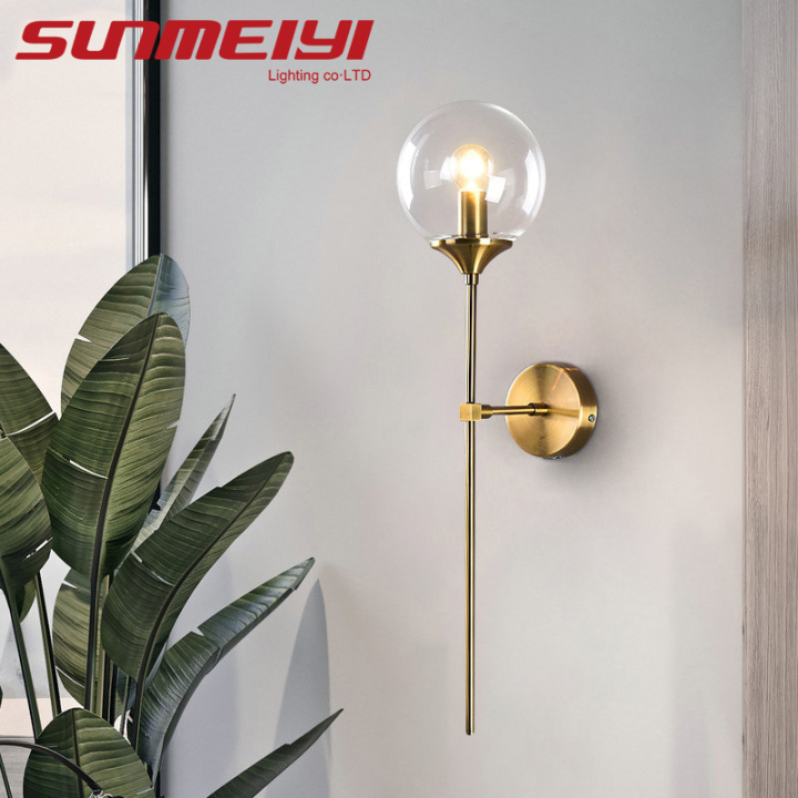 Sunmeiyi Modern Glass Wall Lamp Creative Golden Wall Lamp Nordic Lighting Home Bedside Living 7097