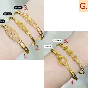 Gelang bangle emas asli kadar 70 16k oval bulat cap mix whitegold love branded gold kuning tangan