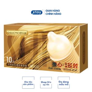 Bao cao su SLM PHYSICAL DELAY 001mm kéo dài time gân gai nhiều gel gốc nước hương thơm hộp 10bcs